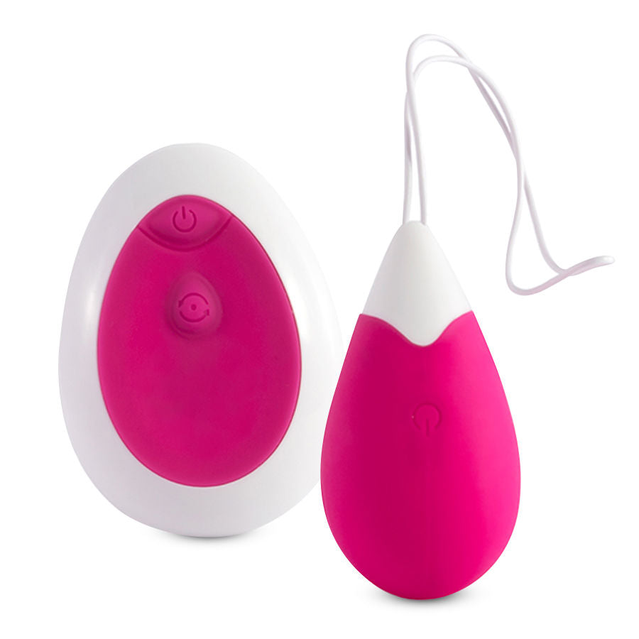 Close-up do Ovo Vibrador Intense Jan com Controle Remoto Recarregável Rosa, destacando seu design em silicone macio.