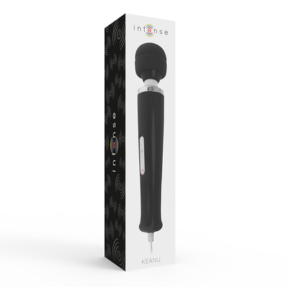 INTENSE Massagador Wand Keanu Vibrador, mostrando seu design ergonómico e cabeça de silicone flexível.