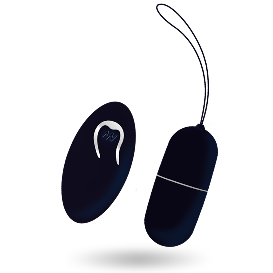 INTENSE Flippy I Vibrador Ovo com Controle Remoto em silicone preto, mostrando seu design compacto e elegante.