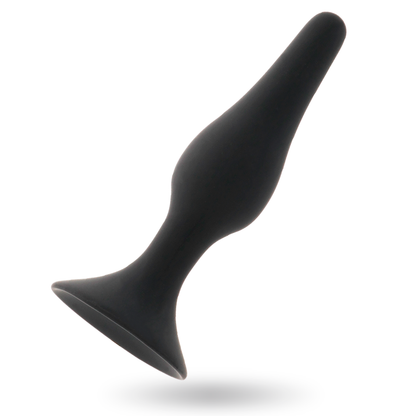 Close-up do INTENSE Plug Anal Nível 3 Silicone 12,5cm Preto mostrando sua forma cónica e material macio.