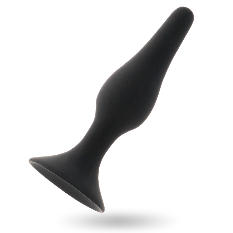 Close-up do INTENSE Plug Anal Nível 3 Silicone 12,5cm Preto mostrando sua forma cónica e material macio.