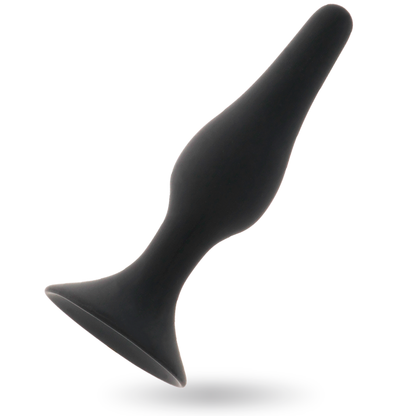 Close-up do Plug Anal INTENSE de Silicone Macio e Gradual 15,5cm, mostrando sua forma cônica e material liso e preto.