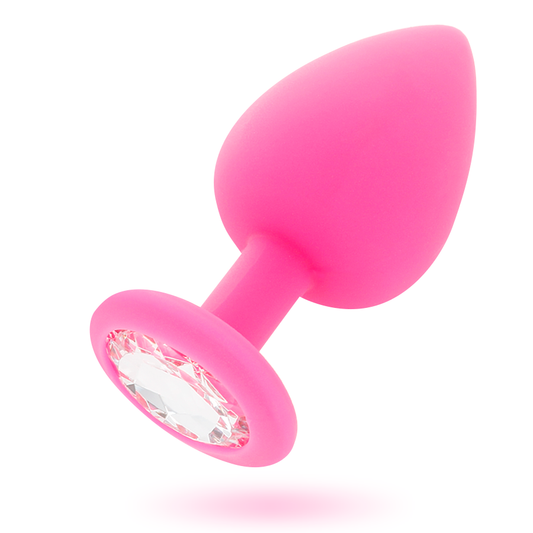 Plug anal INTENSE Shelki M Fúcsia em silicone sedoso com base diamante.