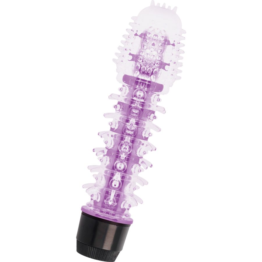 Close-up do vibrador GLOSSY Axel Lilás, mostrando seu design ergonómico e material suave.