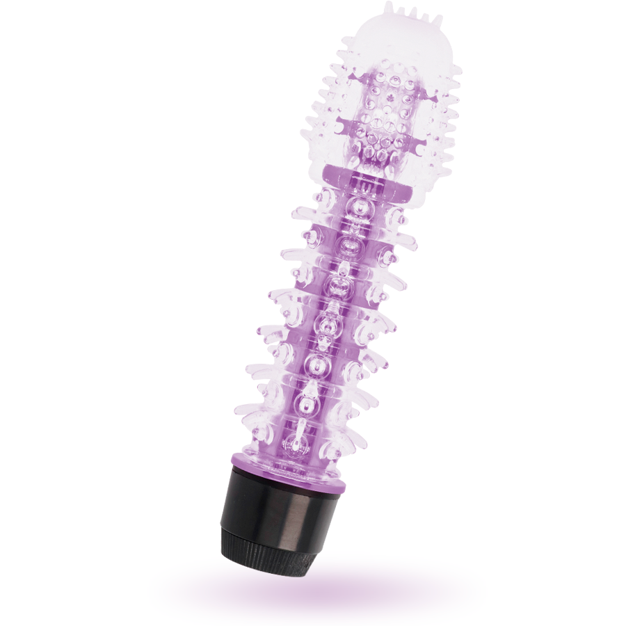 Close-up do vibrador GLOSSY Axel Lilás, mostrando seu design ergonómico e material suave.