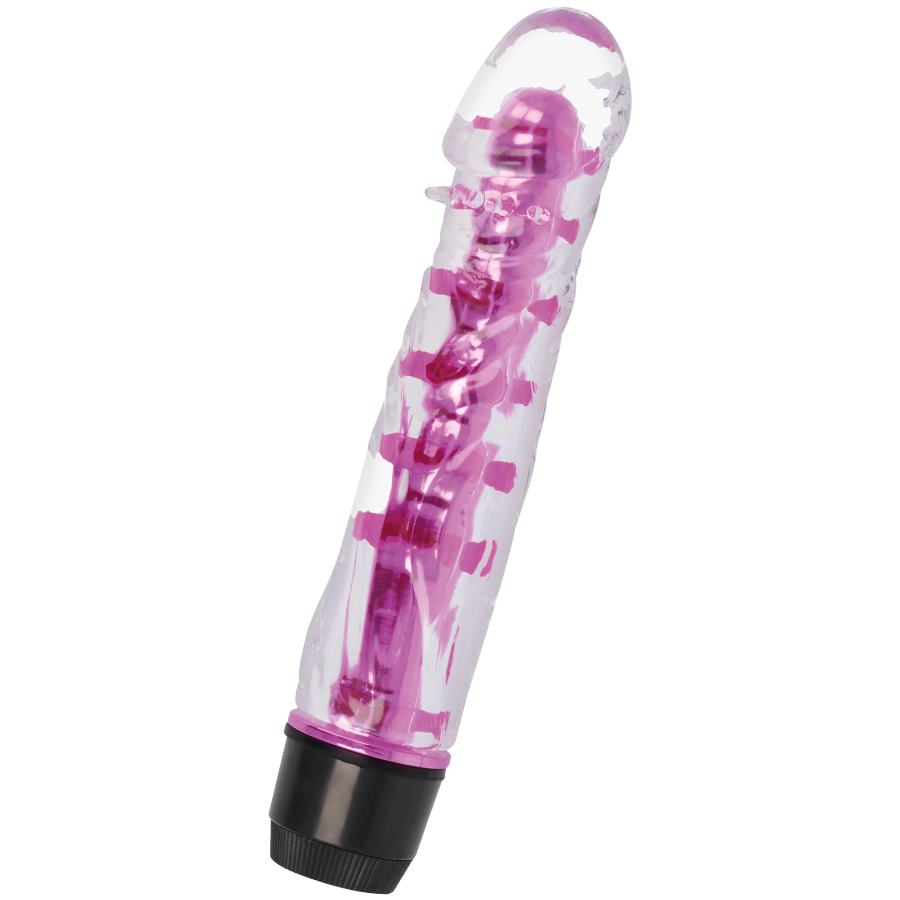 Close-up of the GLOSSY Vibrador Lenny Rosa, highlighting its ergonomic shape and smooth TPE texture.