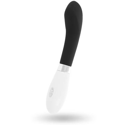 Vibrador GLOSSY John Curvo Preto com 10 funções, feito em silicone macio e à prova de água.