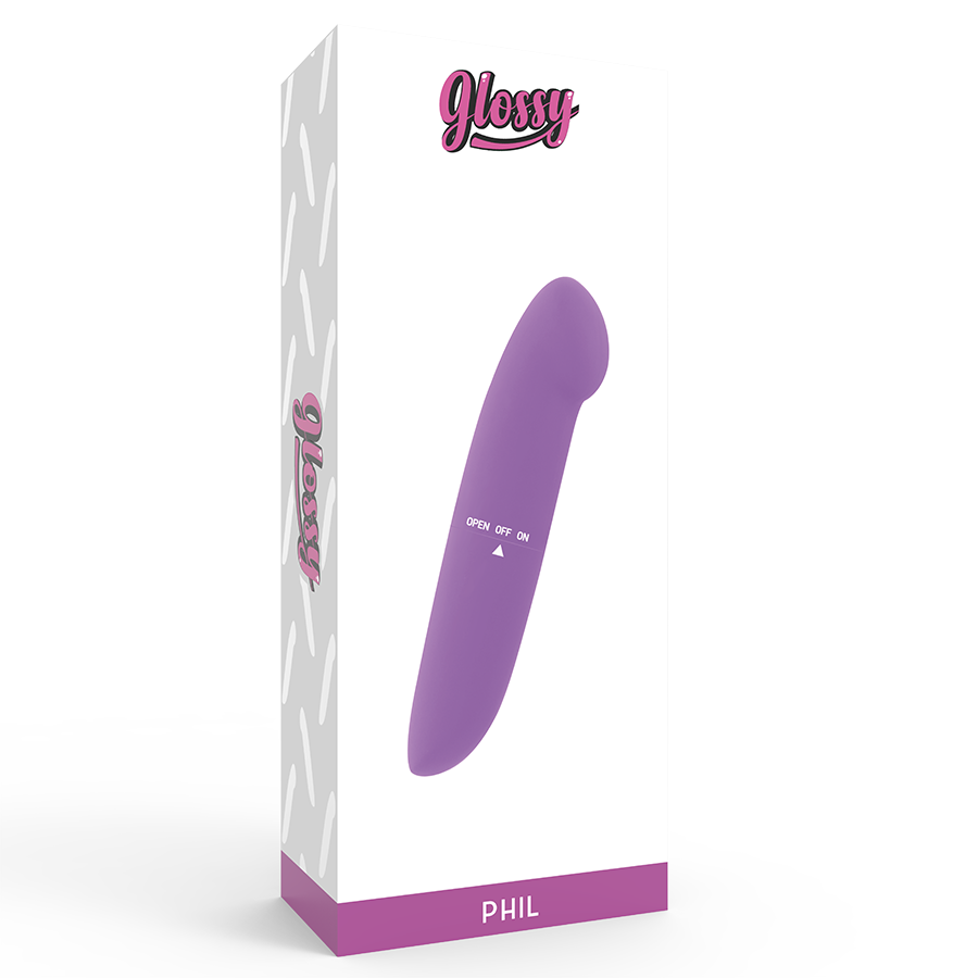 Vibrador GLOSSY PHIL Roxo de 13cm para estimulação do ponto G