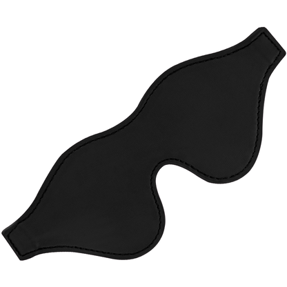Máscara de Olhos Darkness preta em PVC para jogos sensoriais e BDSM, com faixa elástica ajustável.