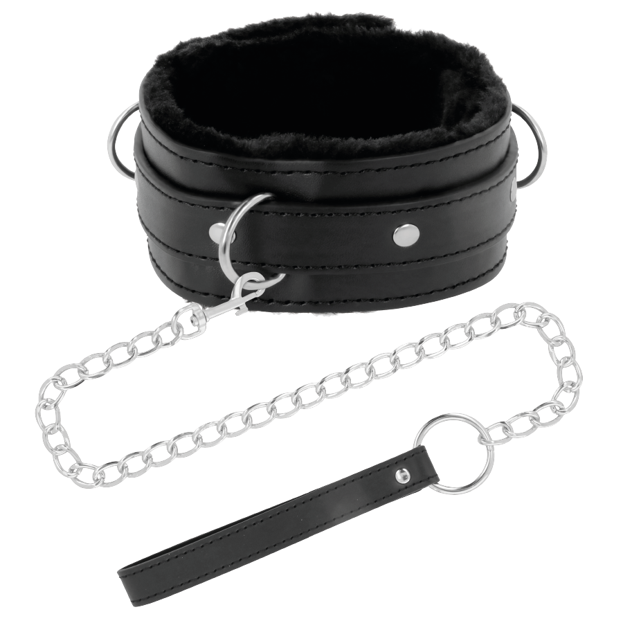 Colar de postura DARKNESS confortável com corrente de couro para BDSM