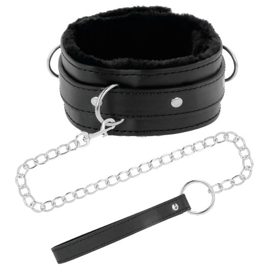 Colar de postura DARKNESS confortável com corrente de couro para BDSM