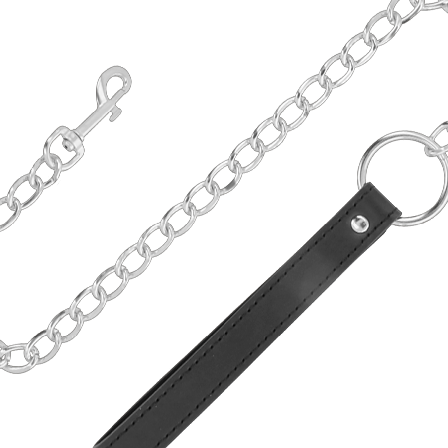 Colar de postura DARKNESS confortável com corrente de couro para BDSM