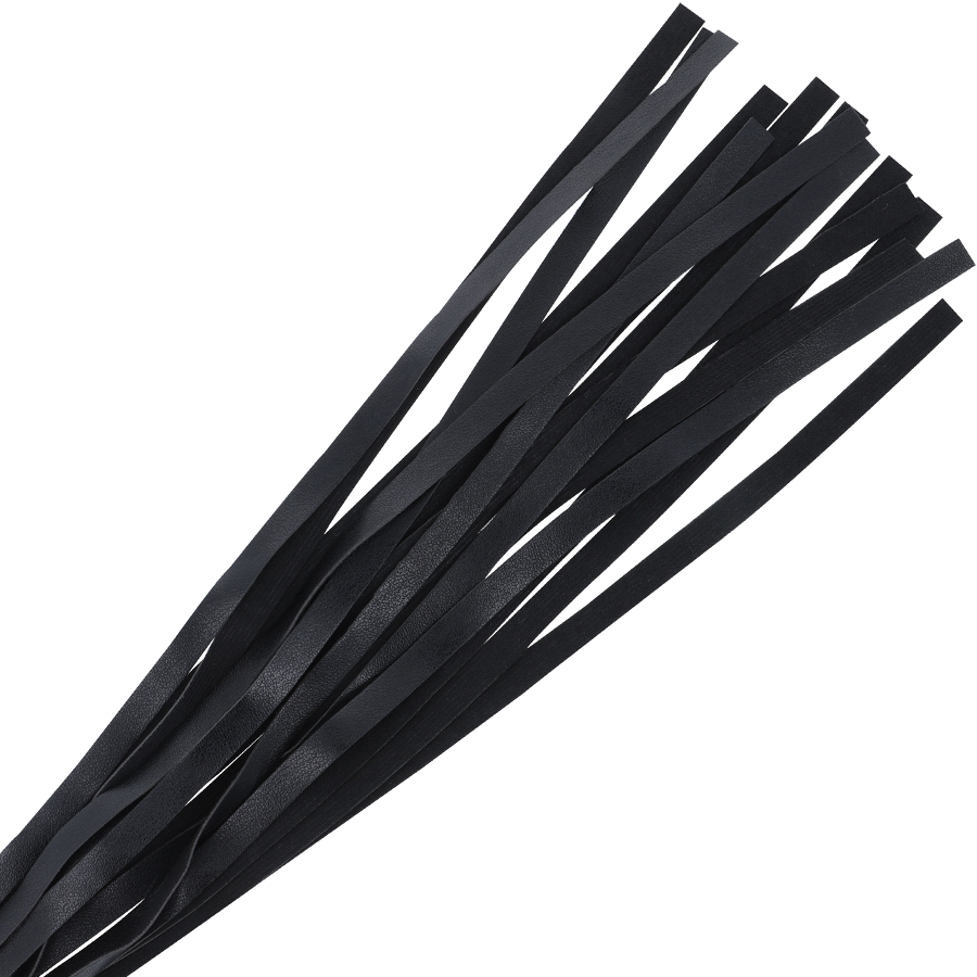 Chicote de Bondage Preto Darkness 45cm, com detalhes elegantes e alça para manuseio.