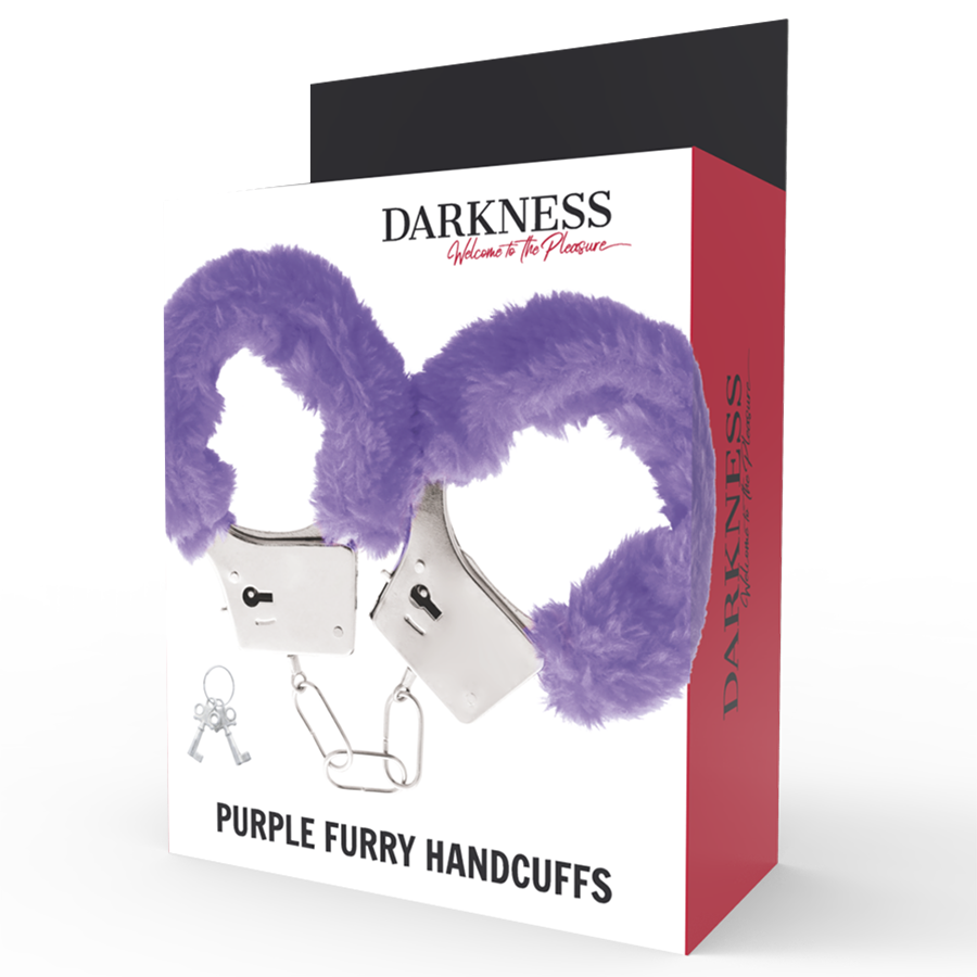 Darkness Algemas de Metal com Forro Lilás, para controlo e exploração BDSM