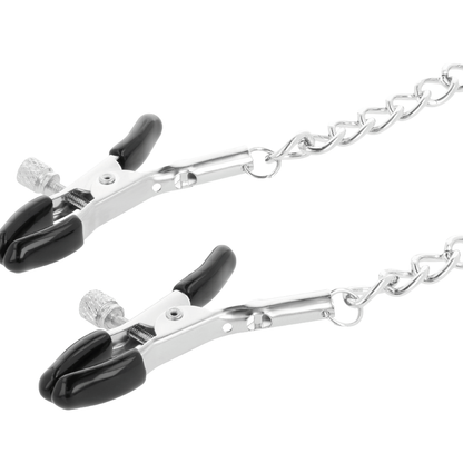 Pinças de Mamilos Ajustáveis de Metal Darkness para estimulação BDSM.