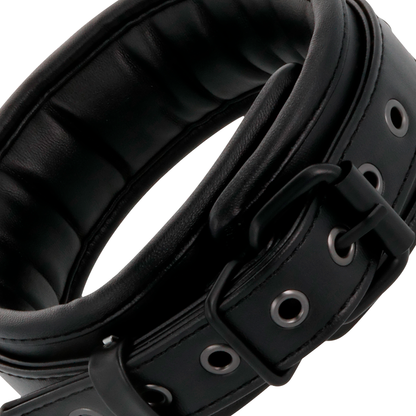 Darkness Conjunto Algemas e Coleira Ajustáveis em Couro Preto