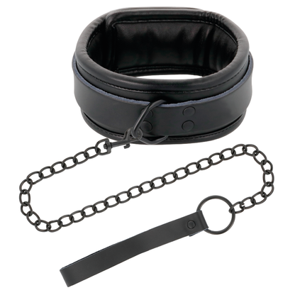 Darkness Conjunto Algemas e Coleira Ajustáveis em Couro Preto