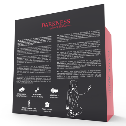 Darkness Conjunto Algemas e Coleira Ajustáveis em Couro Preto