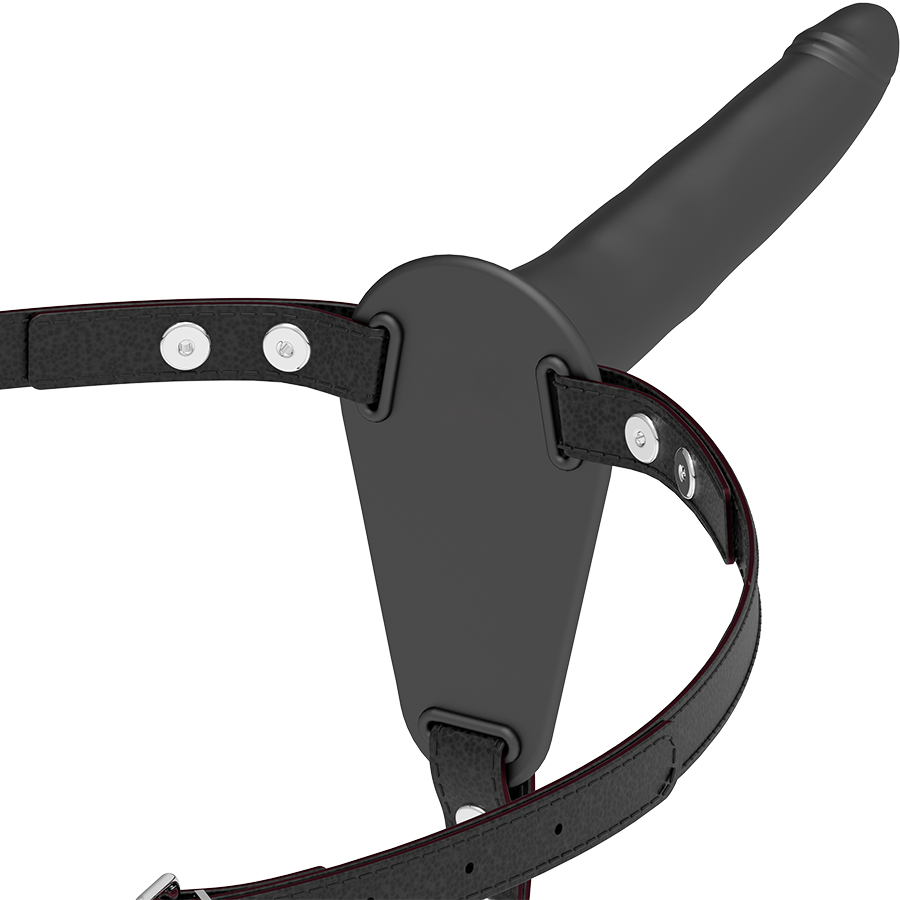Close-up of the Fetish Submissive Silicone Harness 15 cm, showing its soft black texture and ergonomic design.
