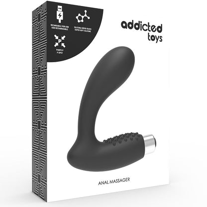 Vibrador prostático recarregável Addicted Toys Modelo 5 preto em silicone médico.