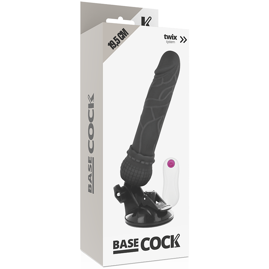 Close-up do vibrador BASECOCK Realista com Controle Remoto, exibindo textura e design anatômico.