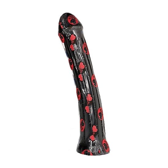ALL BLACK Dildo Plug de 31cm com sulcos profundos e toque macio para prazer anal.