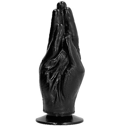 Close-up do ALL BLACK Dildo de Fisting Anatómico de 21 cm, preto, mostrando a sua forma ergonómica e superfície lisa para exploração anal.