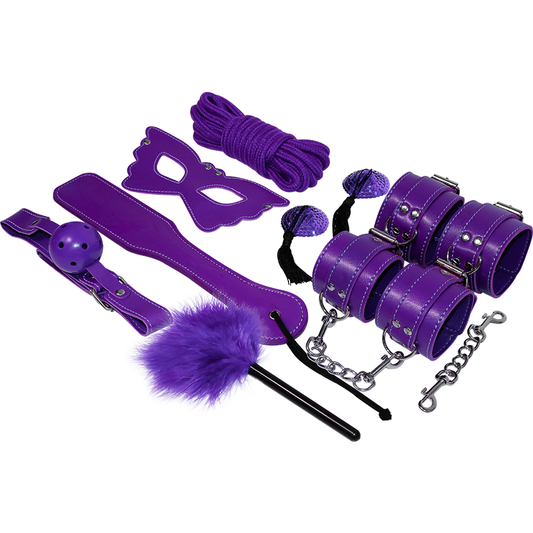 Kit BDSM Fetish Série Roxa EXPERIENCE com 8 peças para exploração sensual e segura