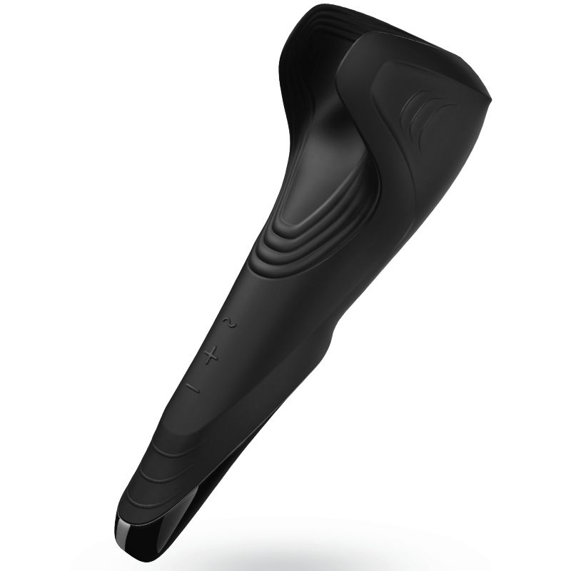 Close-up do masturbador Satisfyer Men Wand, mostrando seu design alado e textura de silicone.