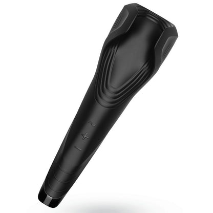 Close-up do masturbador Satisfyer Men Wand, mostrando seu design alado e textura de silicone.