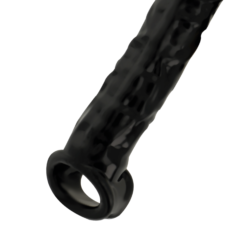 Extensor peniano preto ADDICTED TOYS, com anel para testículos e material macio para aumento de comprimento e circunferência.