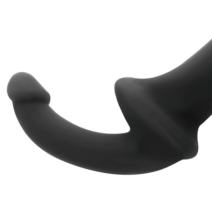 ADDICTED TOYS Dildo Duplo Sem Arnês Preto, detalhe de textura e formato ergonómico para estimulação do ponto G.