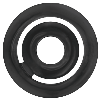 Imagem do conjunto de anéis penianos Addicted Toys Potenz C-Ring pretos, mostrando o design e o material de silicone.