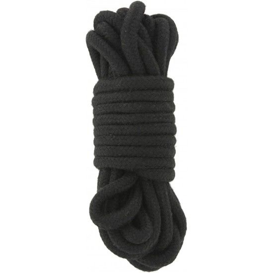 Imagem do Kit de Bondage Completo TOYJOY com máscara, pinças de mamilo, coleira, chicote, corda de algodão e mordaça.