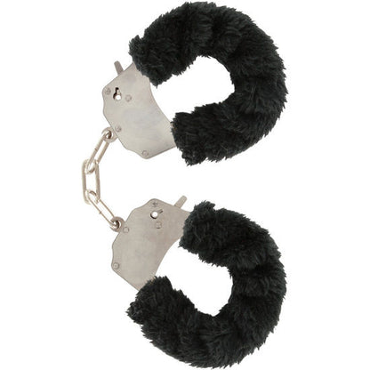 Close-up of the TOYJOY Algemas de Pulso Furry Fun Bondage Preto, showing its plush lining and chain.