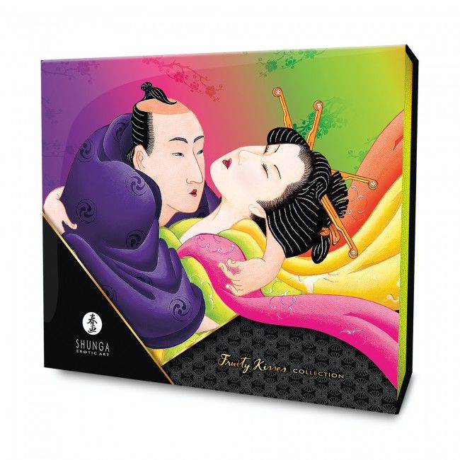 Kit Coleção Fruity Kisses SHUNGA com óleo de massagem, óleo de aquecimento e lubrificante.
