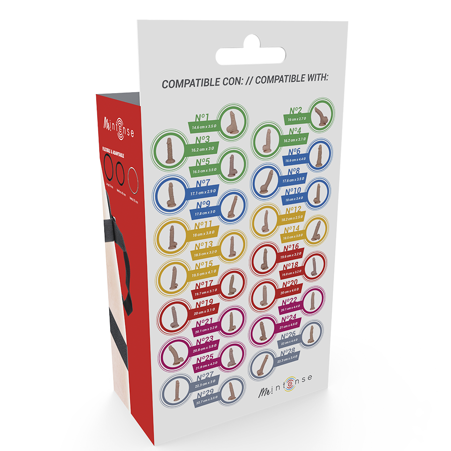 Imagem do MR INTENSE Cinto Strap-on Universal, mostrando o design ajustável e os anéis para dildo.