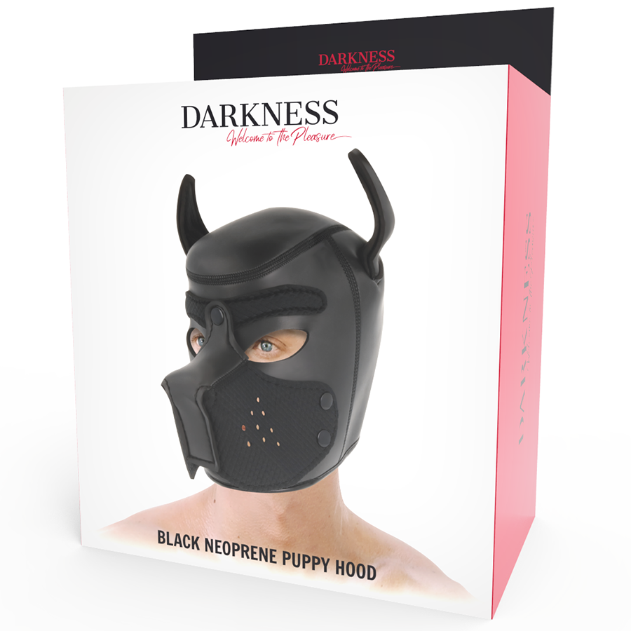 Close-up da Máscara de Neoprene Cão DARKNESS com Focinho Removível L, destacando o design e material.