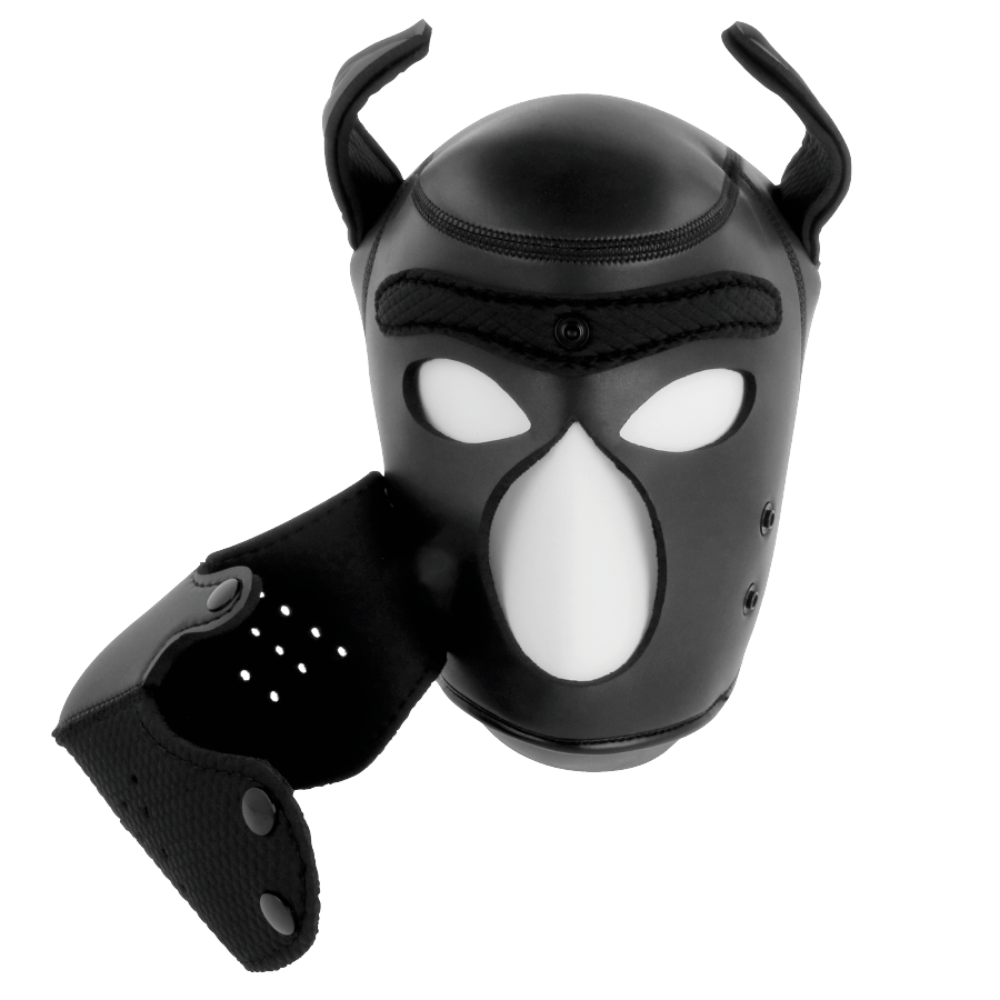 Close-up da Máscara de Neoprene Cão DARKNESS com Focinho Removível L, destacando o design e material.