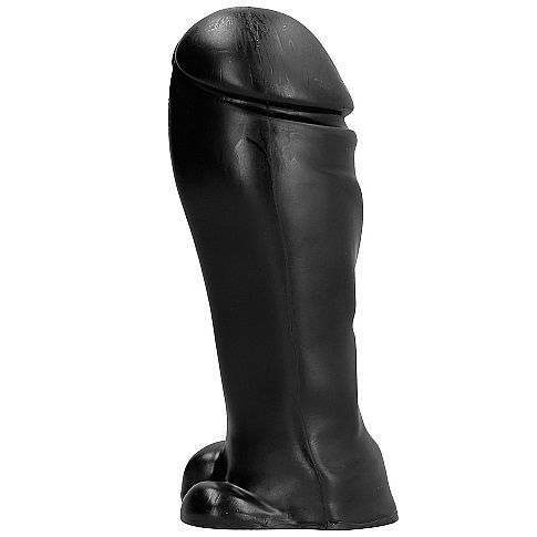 Dildo ALL BLACK Longo 22 cm com Testículos, ideal para penetração profunda e prazer intenso.