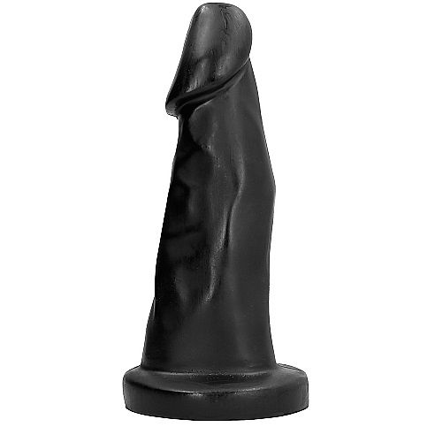Close-up do Dildo ALL BLACK Ergonómico 27cm, mostrando seu design suave e cor preta.