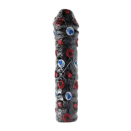 ALL BLACK Dong Realista Nervurado 38cm para prazer vaginal e anal.