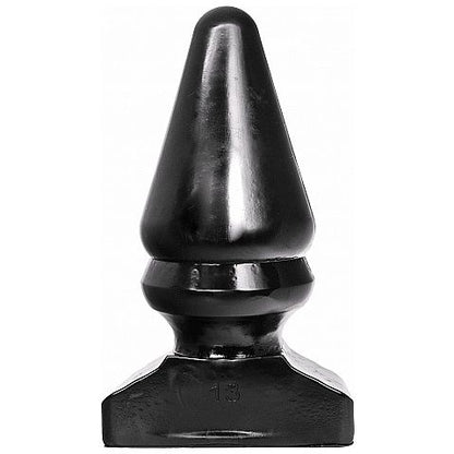 ALL BLACK Plug Anal Cónico XXL de 28,5cm, detalhe do material hipoalergénico e formato ergonómico para prazer anal