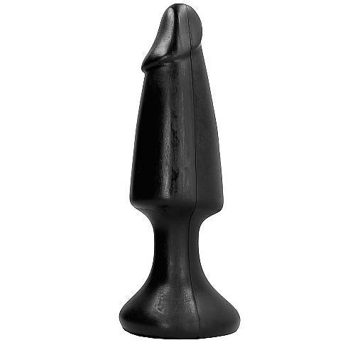 ALL BLACK Plug Anal Realista Grande 35cm mostrando seu formato ergonómico e tamanho imponente.