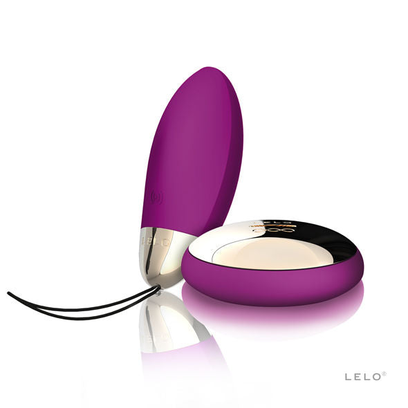 LELO Lyla 2 Insignia Design Deep Rose Massageador Oval, destacando seu design elegante e controle remoto.