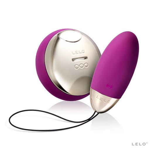 LELO Lyla 2 Insignia Design Deep Rose Massageador Oval, destacando seu design elegante e controle remoto.
