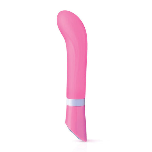 B SWISH Vibrador Ponto G Deluxe Curve Rosa com detalhes da sua forma ergonómica e material de silicone.