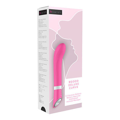 B SWISH Vibrador Ponto G Deluxe Curve Rosa com detalhes da sua forma ergonómica e material de silicone.