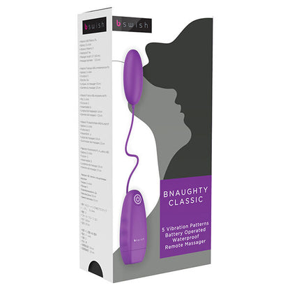 B SWISH Bala Vibrante Clássica Bnaughty em roxo, destacando seu design compacto e elegante para estimulação precisa.
