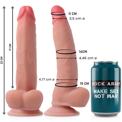 Close-up do Dildo Realista Leopardo Rockarmy de Densidade Dupla 23cm, mostrando sua textura e detalhes.